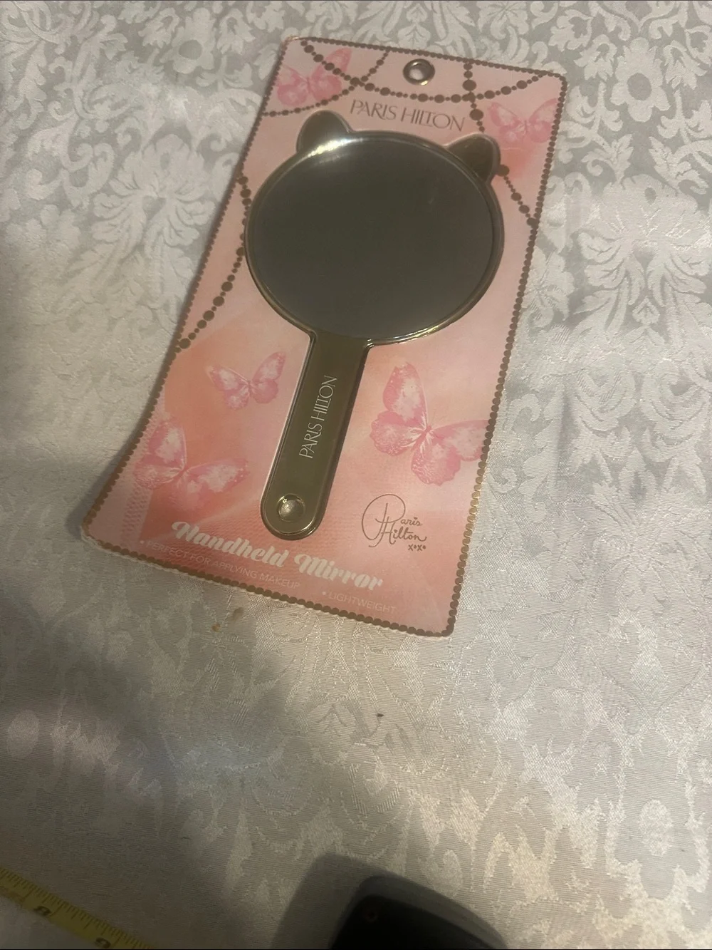Paris Hilton Pink and Gold Cat-Ear Hand Mirror